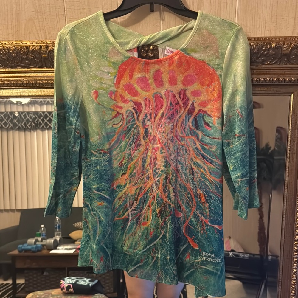 Colorful Jellyfish Print Women's Top- Leoma Lovegrove